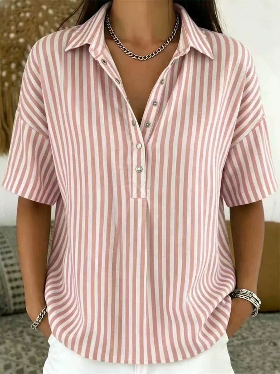 Yandra - Camisa Feminina Manga Curta Listrada