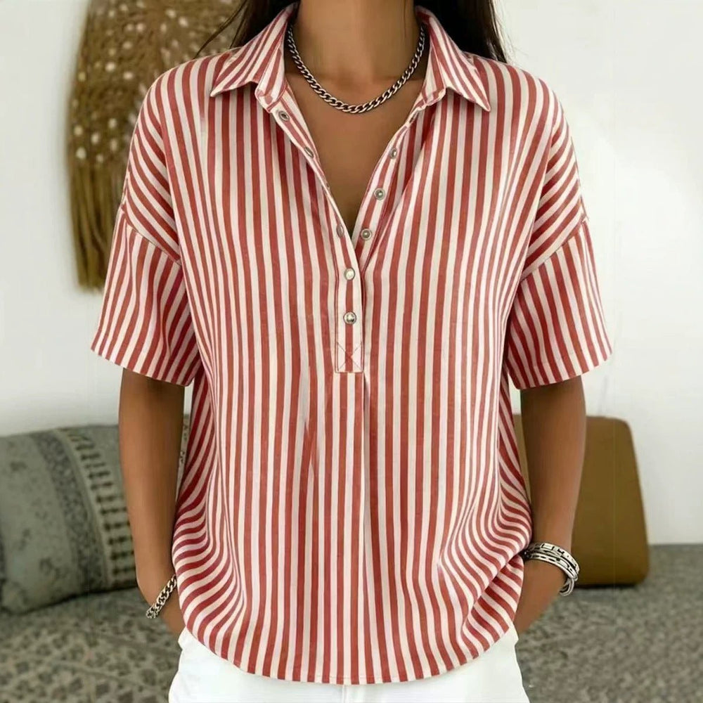 Yandra - Camisa Feminina Manga Curta Listrada