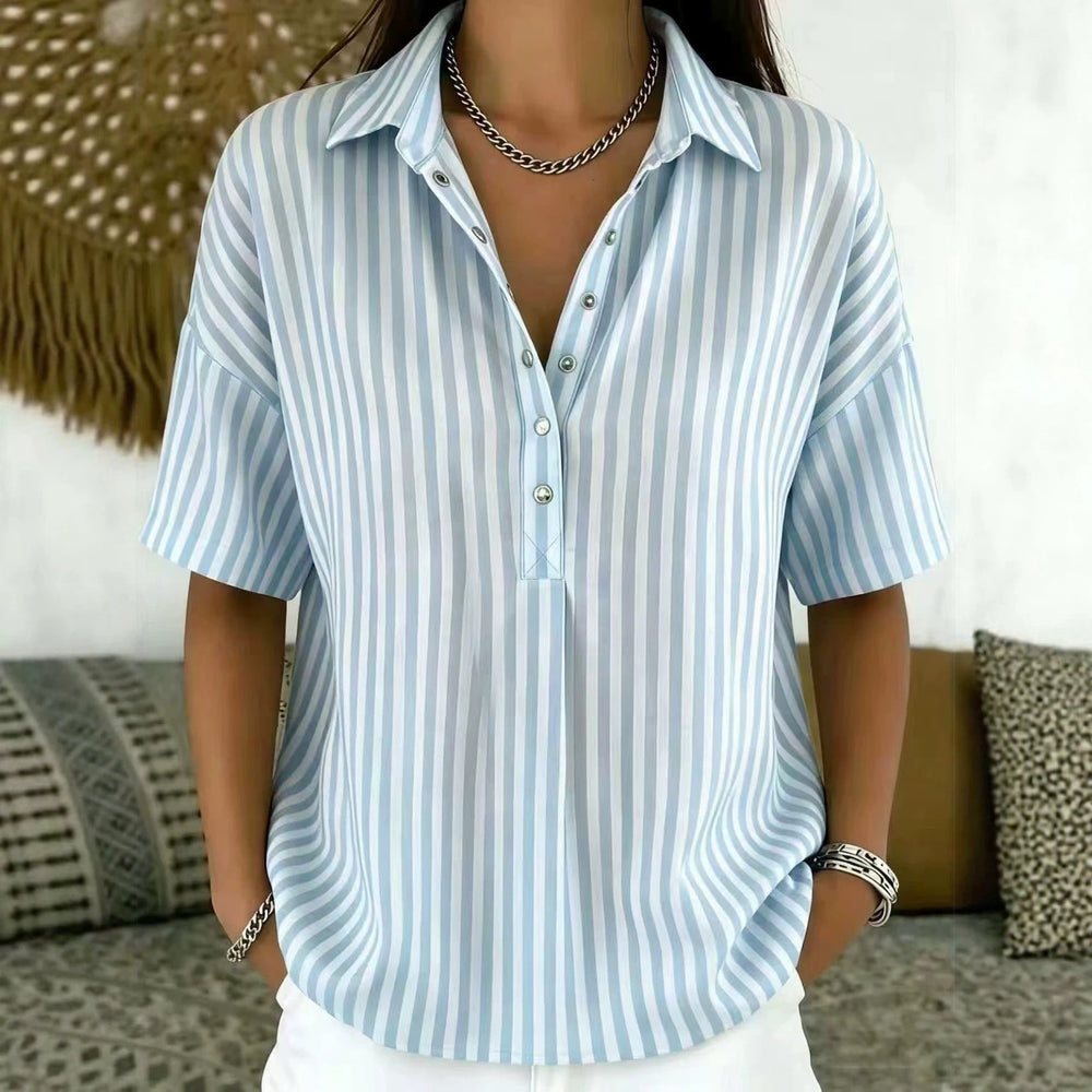 Yandra - Camisa Feminina Manga Curta Listrada